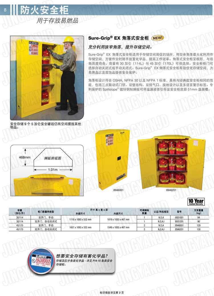 美國杰斯瑞特，防火安全柜，justrite防火柜，justrite安全柜，防爆柜justrite